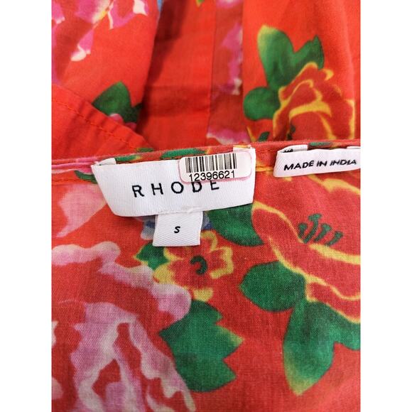 Rhode Size Small Elodie Crop Top Red Tiered Ruffle 100% Cotton Floral V Neck - Picture 11 of 13